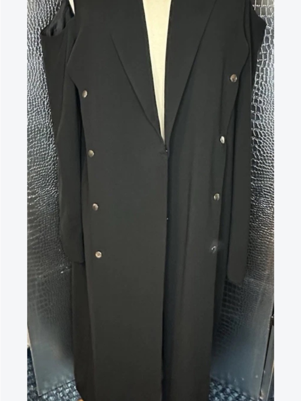 Black Women’s Long Coat with Button Detail